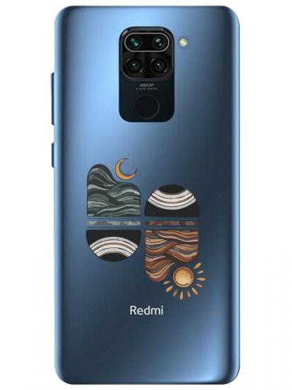 Redmi Note 9 Sunset Wave Şeffaf Telefon Kılıfı