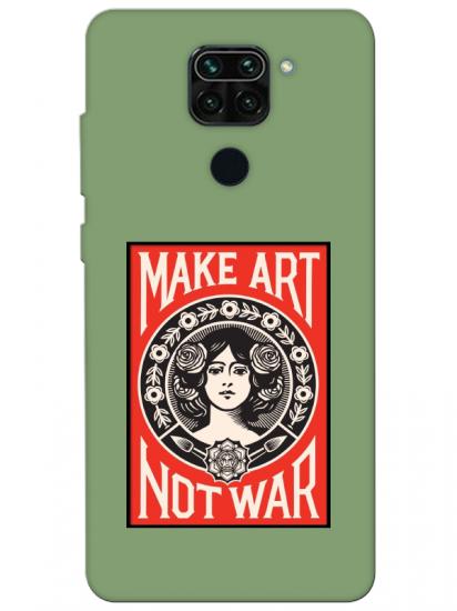 Redmi Note 9 Make Art Not War Yeşil Telefon Kılıfı