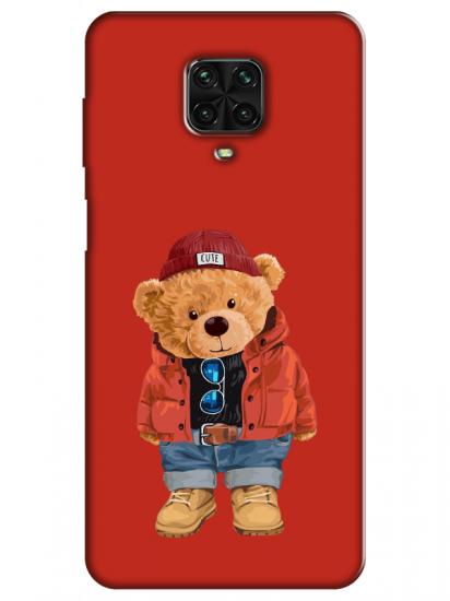 Redmi Note 9 Pro Teddy Bear Kırmızı Telefon Kılıfı