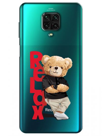 Redmi Note 9 Pro Teddy Bear Relax Şeffaf Telefon Kılıfı