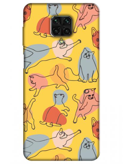 Redmi Note 9 Pro Kedi Figürleri Sarı Telefon Kılıfı