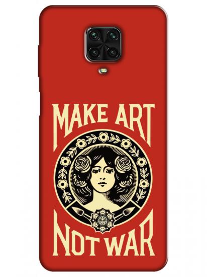 Redmi Note 9 Pro Make Art Not War Kırmızı Telefon Kılıfı