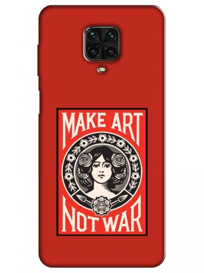 Redmi Note 9 Pro Make Art Not War Kırmızı Telefon Kılıfı