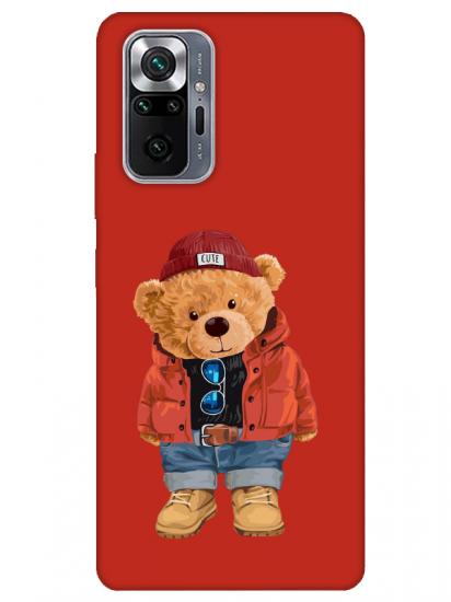 Redmi Note 10 Pro Teddy Bear Kırmızı Telefon Kılıfı