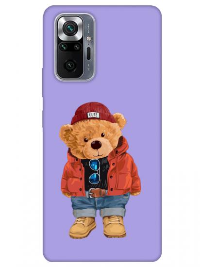 Redmi Note 10 Pro Teddy Bear Lila Telefon Kılıfı