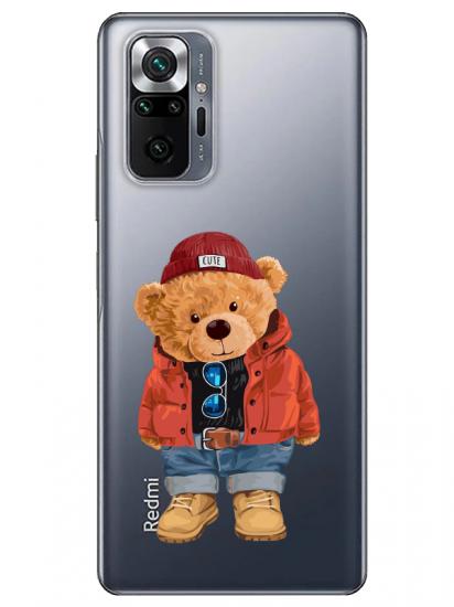 Redmi Note 10 Pro Teddy Bear Şeffaf Telefon Kılıfı