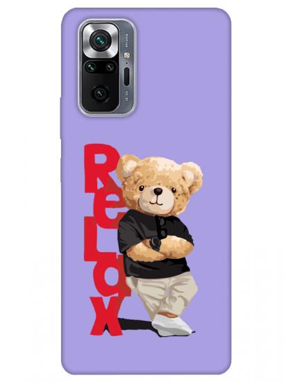 Redmi Note 10 Pro Teddy Bear Relax Lila Telefon Kılıfı