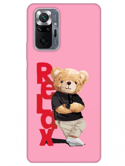 Redmi Note 10 Pro Teddy Bear Relax Pembe Telefon Kılıfı