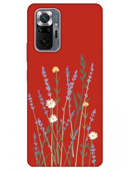 Redmi Note 10 Pro Lavanta Desenli Kırmızı Telefon Kılıfı