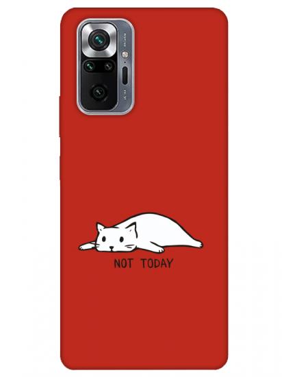 Redmi Note 10 Pro Not Today Kedi Kırmızı Telefon Kılıfı