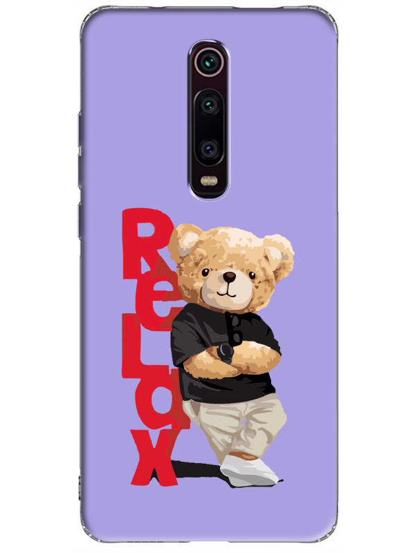 Xiaomi%20Mi%209T%20Teddy%20Bear%20Relax%20Lila%20Telefon%20Kılıfı