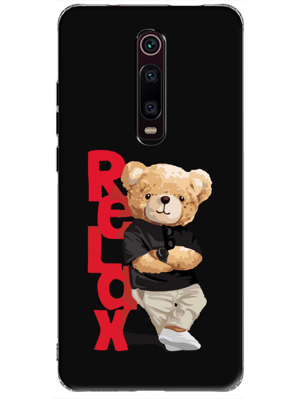 Xiaomi%20Mi%209T%20Teddy%20Bear%20Relax%20Siyah%20Telefon%20Kılıfı