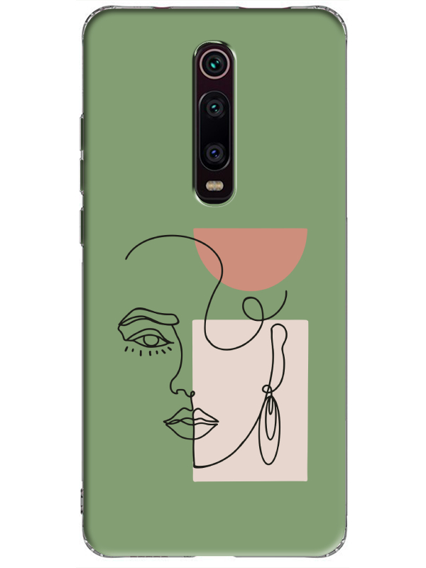 Xiaomi%20Mi%209T%20Women%20Art%20Yeşil%20Telefon%20Kılıfı