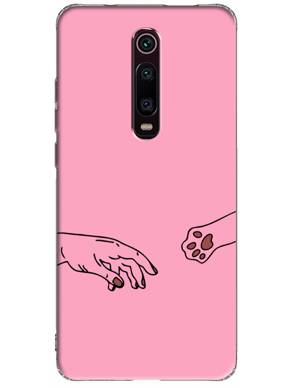 Xiaomi%20Mi%209T%20Hand%20And%20Paw%20Pembe%20Telefon%20Kılıfı