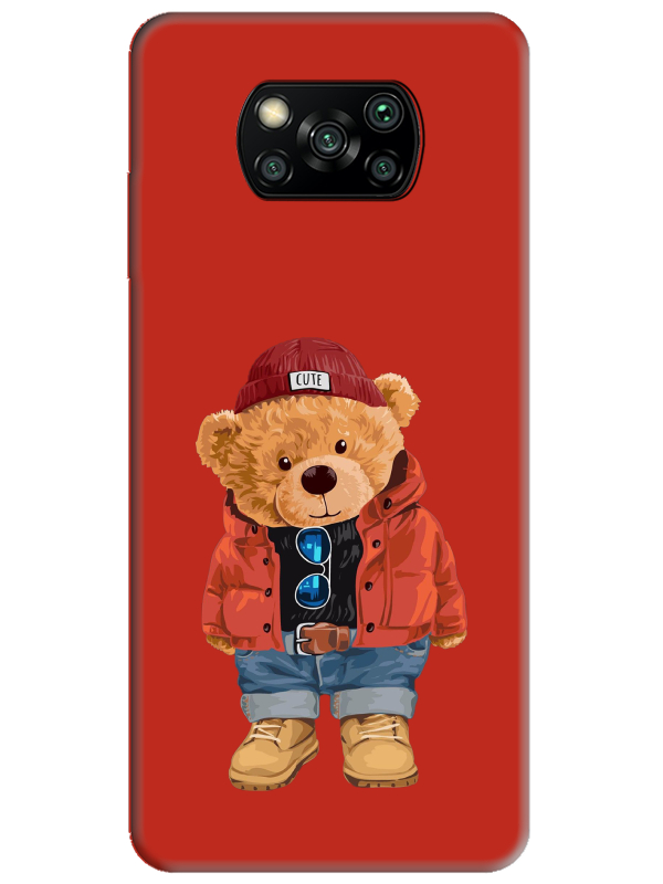 Poco%20X3%20NFC%20Teddy%20Bear%20Kırmızı%20Telefon%20Kılıfı