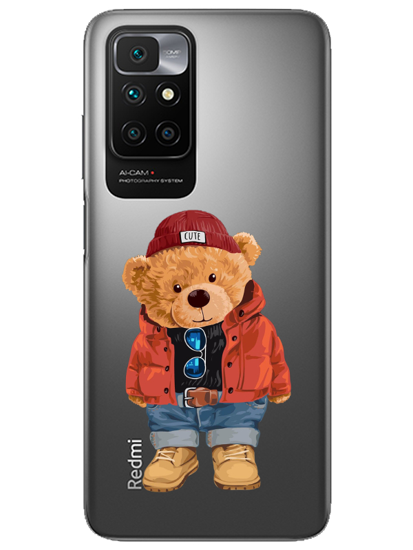 Redmi%2010%20Teddy%20Bear%20Şeffaf%20Telefon%20Kılıfı