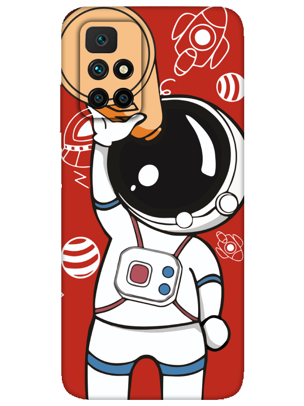 Redmi%2010%20Astronot%20Kırmızı%20Telefon%20Kılıfı