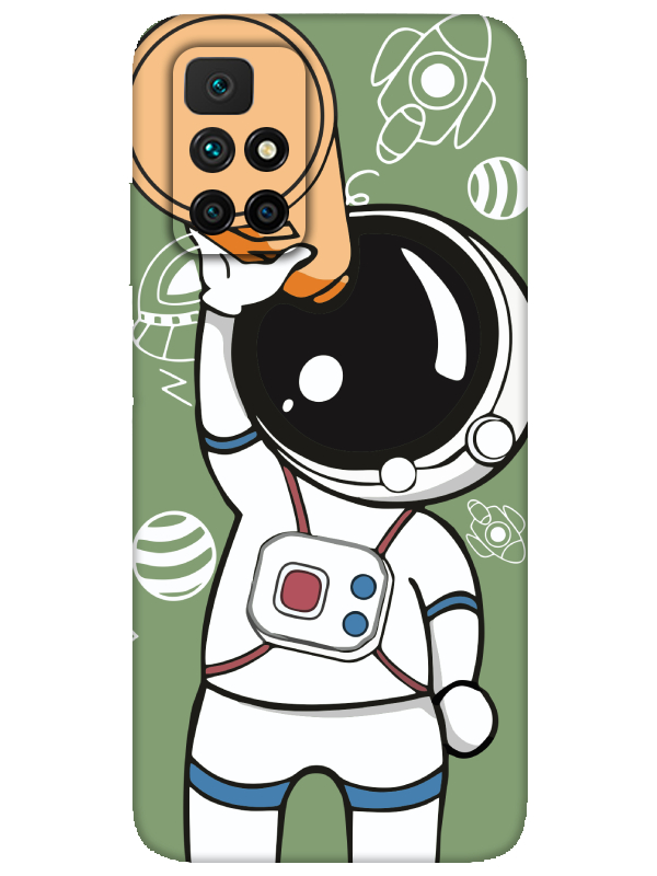 Redmi%2010%20Astronot%20Yeşil%20Telefon%20Kılıfı