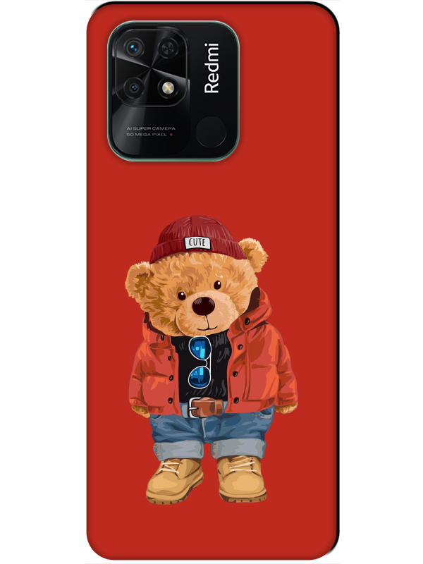 Redmi%2010C%20Teddy%20Bear%20Kırmızı%20Telefon%20Kılıfı