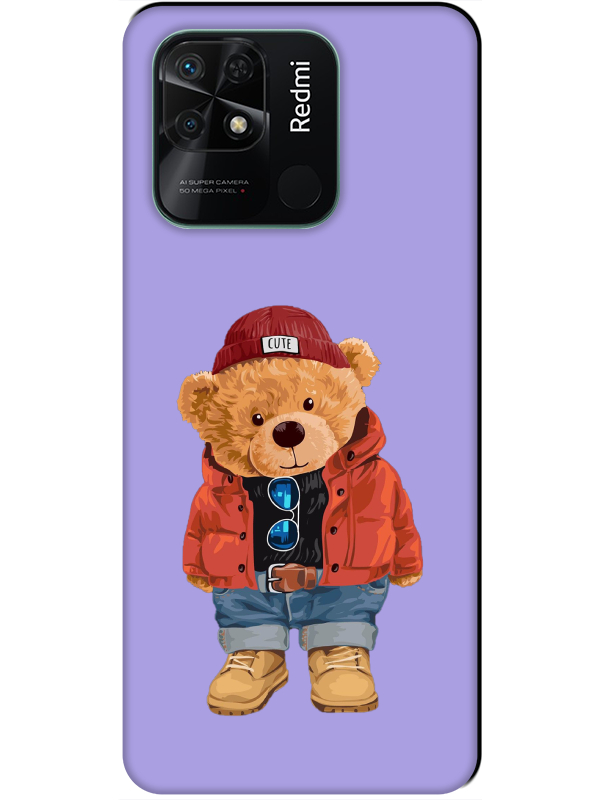 Redmi%2010C%20Teddy%20Bear%20Lila%20Telefon%20Kılıfı