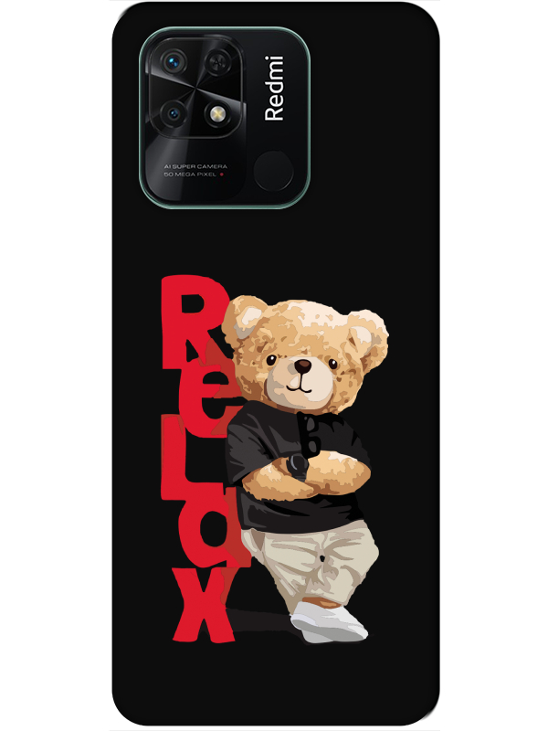 Redmi%2010C%20Teddy%20Bear%20Relax%20Siyah%20Telefon%20Kılıfı