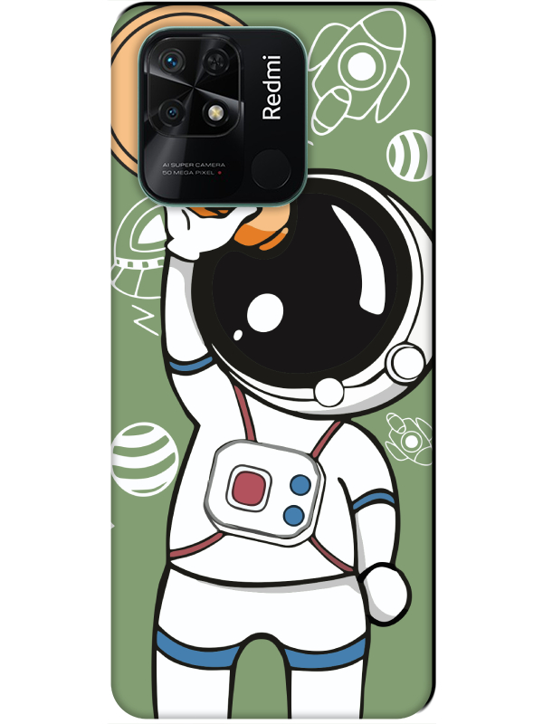 Redmi%2010C%20Astronot%20Yeşil%20Telefon%20Kılıfı