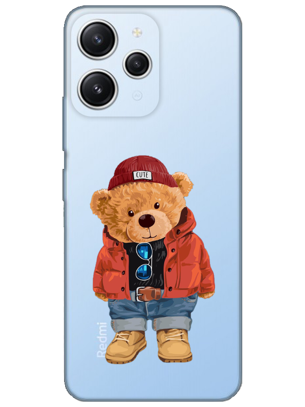 Redmi%2012%20Teddy%20Bear%20Şeffaf%20Telefon%20Kılıfı