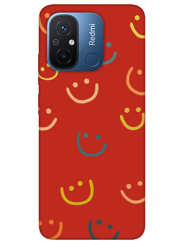 Redmi%2012C%20Emoji%20Gülen%20Yüz%20Kırmızı%20Telefon%20Kılıfı