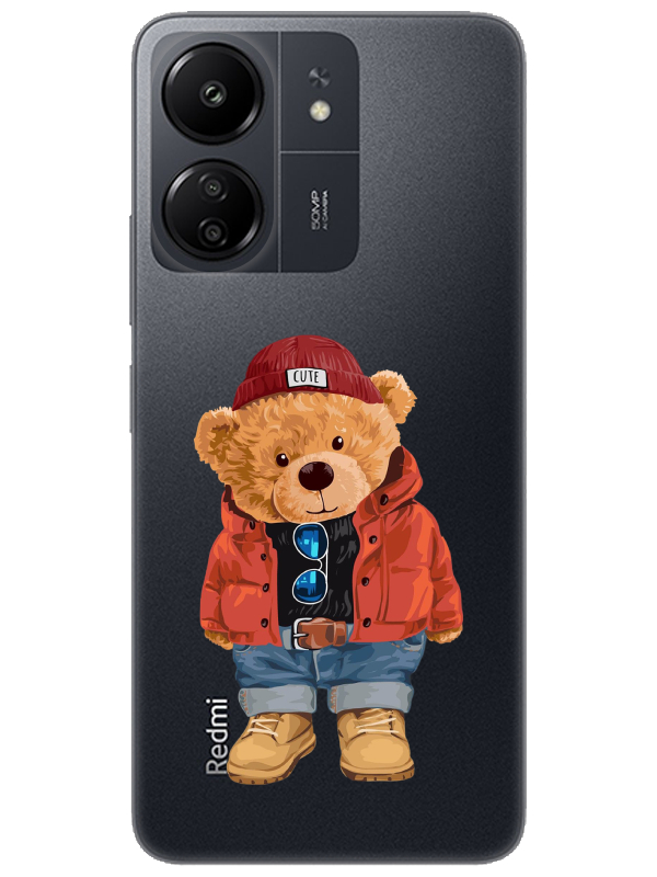 Redmi%2013C%20Teddy%20Bear%20Şeffaf%20Telefon%20Kılıfı