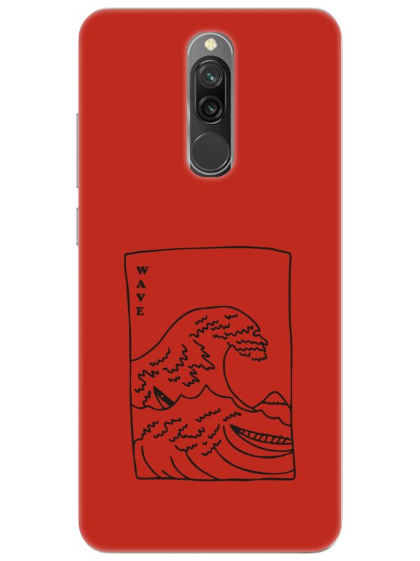 Redmi%208%20Kanagawa%20Wave%20Kırmızı%20Telefon%20Kılıfı