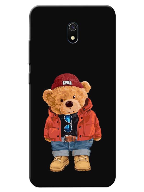 Redmi%208A%20Teddy%20Bear%20Siyah%20Telefon%20Kılıfı