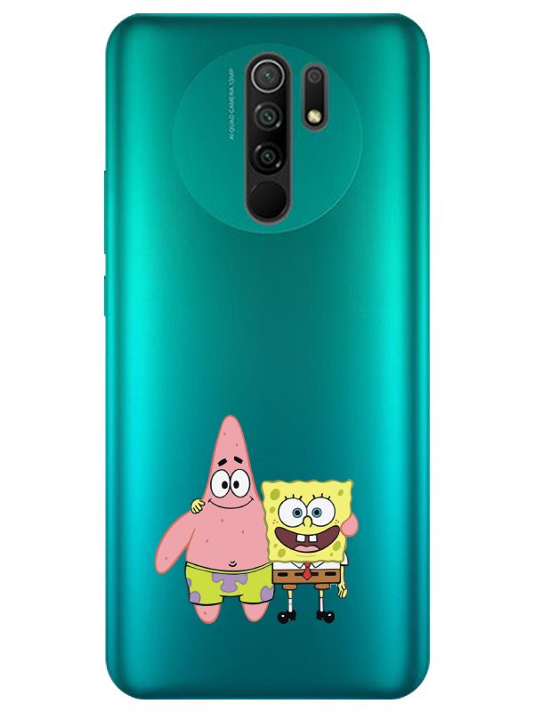 Redmi%209%20Sünger%20Bob%20Ve%20Patrickstar%20Şeffaf%20Telefon%20Kılıfı