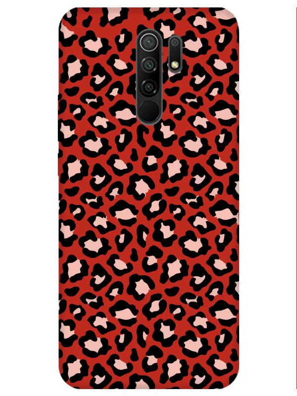 Redmi%209%20Leopar%20Desenli%20Kırmızı%20Telefon%20Kılıfı