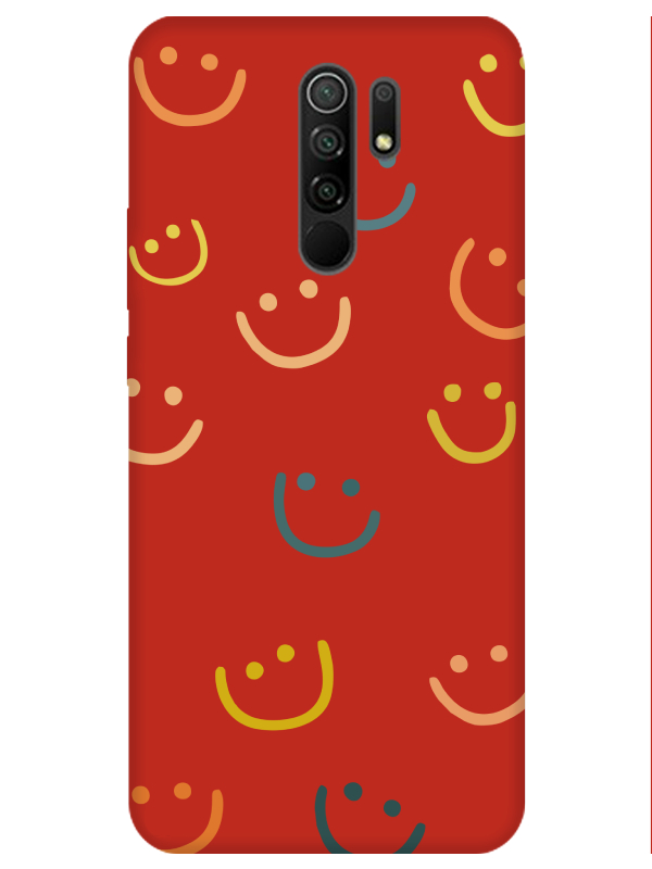 Redmi%209%20Emoji%20Gülen%20Yüz%20Kırmızı%20Telefon%20Kılıfı