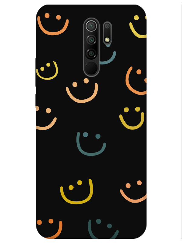 Redmi%209%20Emoji%20Gülen%20Yüz%20Siyah%20Telefon%20Kılıfı