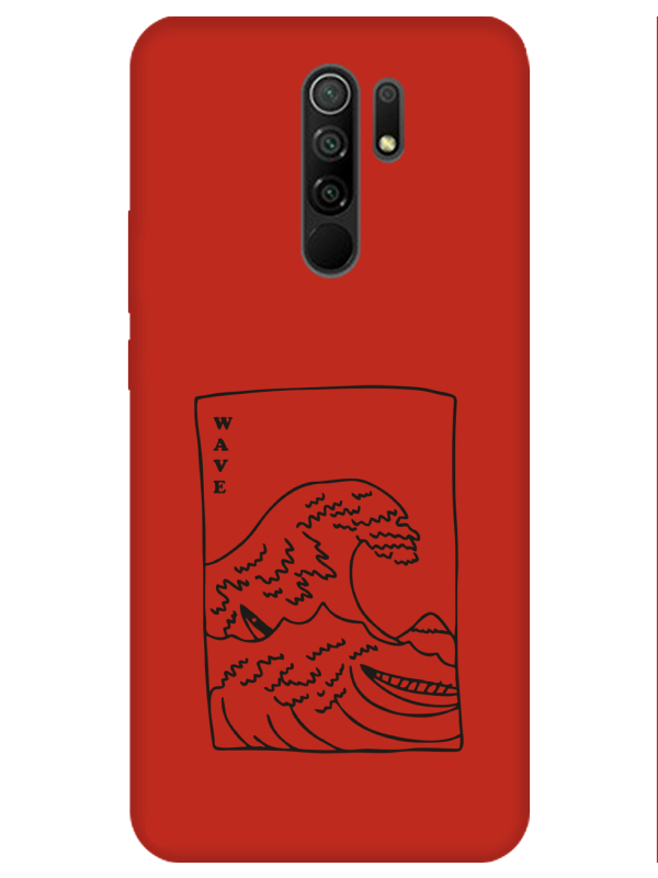 Redmi%209%20Kanagawa%20Wave%20Kırmızı%20Telefon%20Kılıfı