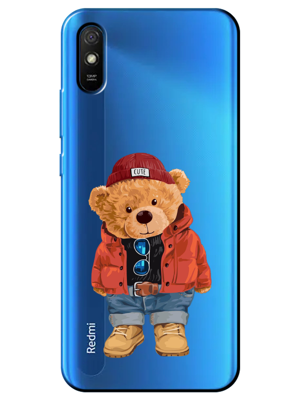 Redmi%209A%20Teddy%20Bear%20Şeffaf%20Telefon%20Kılıfı