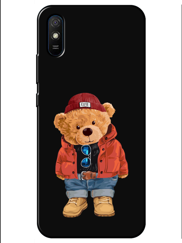 Redmi%209A%20Teddy%20Bear%20Siyah%20Telefon%20Kılıfı