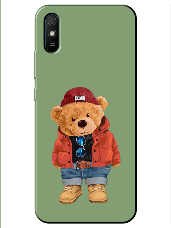 Redmi%209A%20Teddy%20Bear%20Yeşil%20Telefon%20Kılıfı