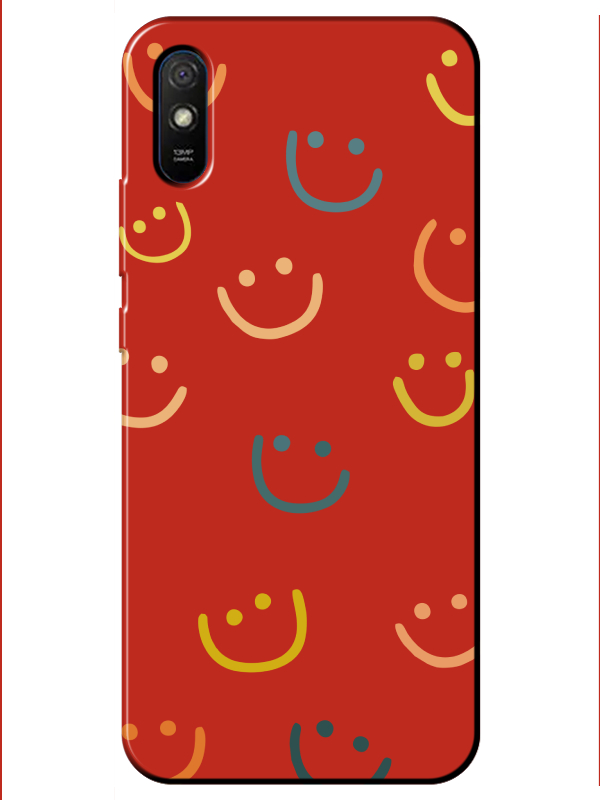 Redmi%209A%20Emoji%20Gülen%20Yüz%20Kırmızı%20Telefon%20Kılıfı