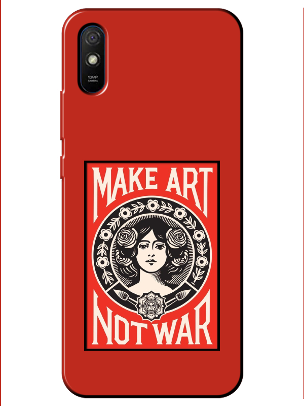 Redmi%209A%20Make%20Art%20Not%20War%20Kırmızı%20Telefon%20Kılıfı