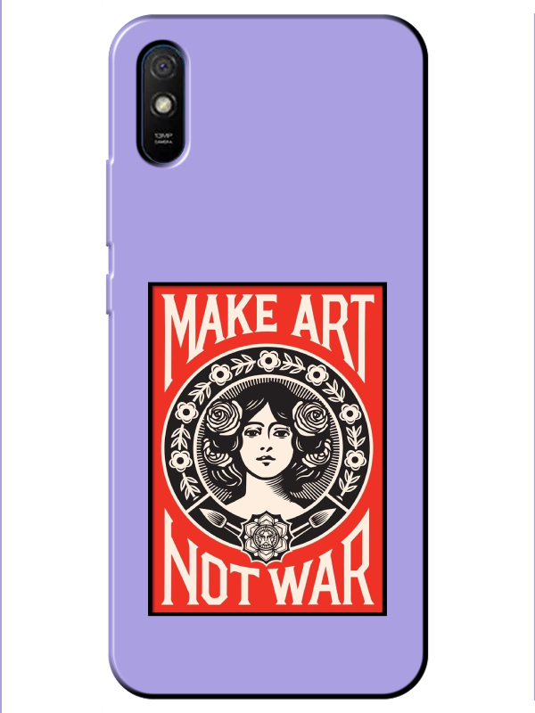 Redmi%209A%20Make%20Art%20Not%20War%20Lila%20Telefon%20Kılıfı