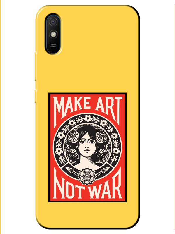 Redmi%209A%20Make%20Art%20Not%20War%20Sarı%20Telefon%20Kılıfı