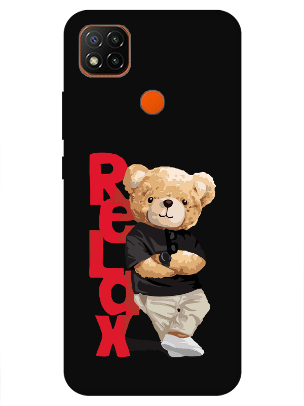 Redmi%209C%20Teddy%20Bear%20Relax%20Siyah%20Telefon%20Kılıfı