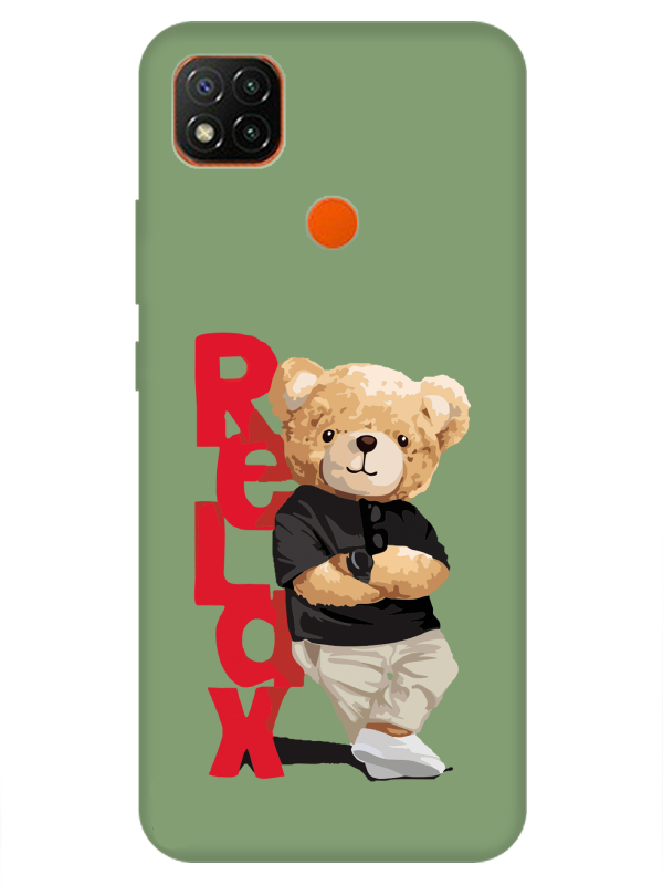 Redmi%209C%20Teddy%20Bear%20Relax%20Yeşil%20Telefon%20Kılıfı