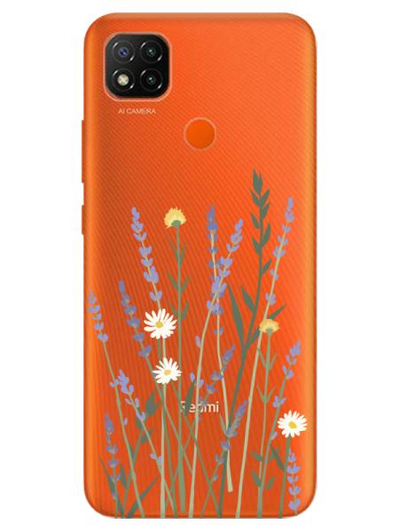 Redmi%209C%20Lavanta%20Desenli%20Şeffaf%20Telefon%20Kılıfı