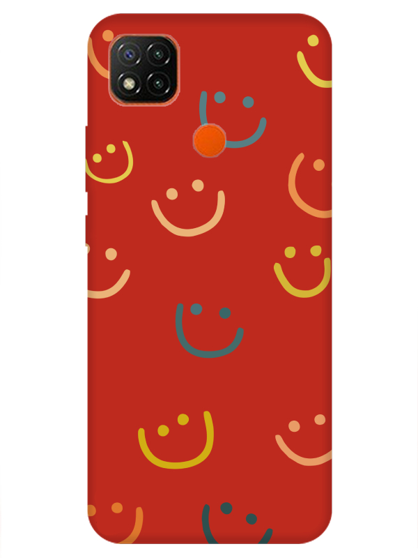 Redmi%209C%20Emoji%20Gülen%20Yüz%20Kırmızı%20Telefon%20Kılıfı