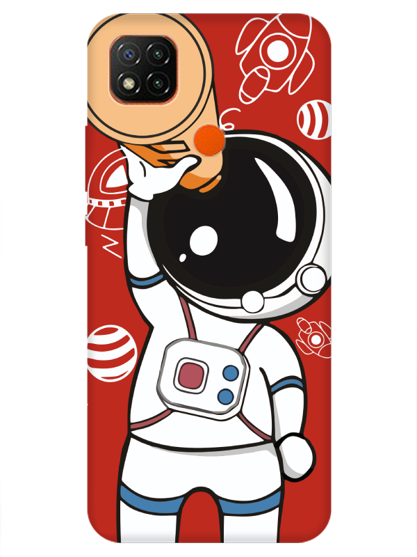 Redmi%209C%20Astronot%20Kırmızı%20Telefon%20Kılıfı