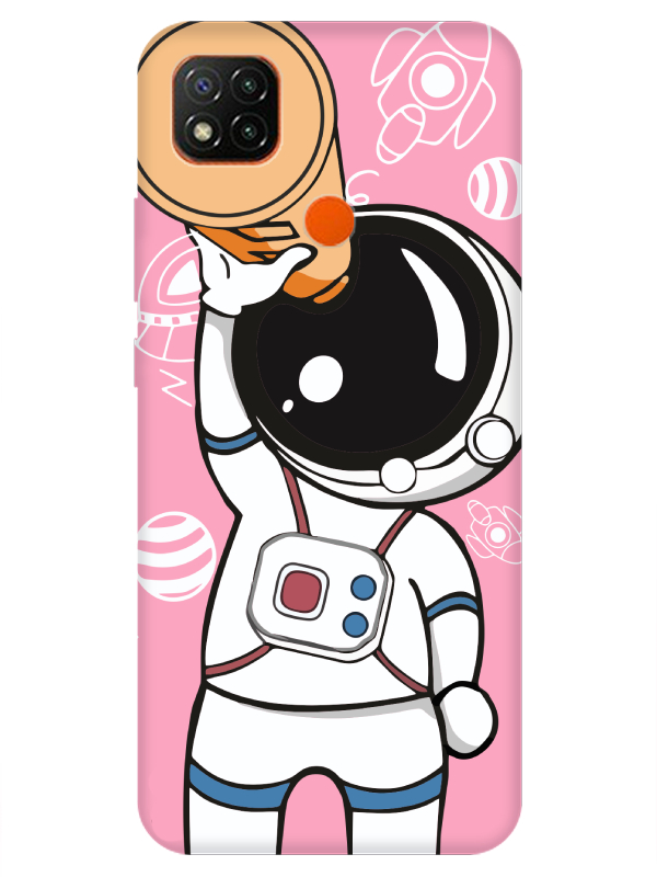 Redmi%209C%20Astronot%20Pembe%20Telefon%20Kılıfı