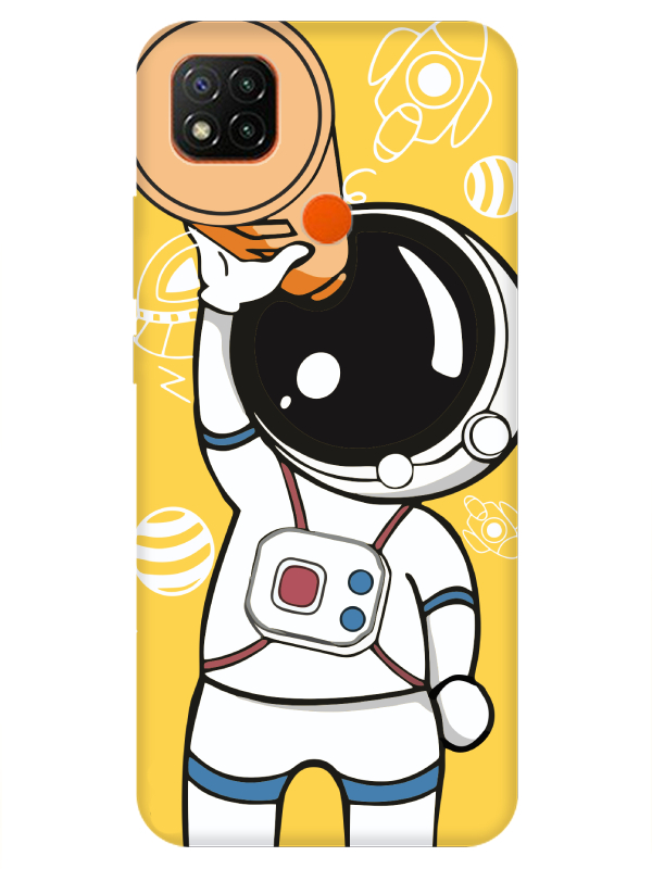 Redmi%209C%20Astronot%20Sarı%20Telefon%20Kılıfı